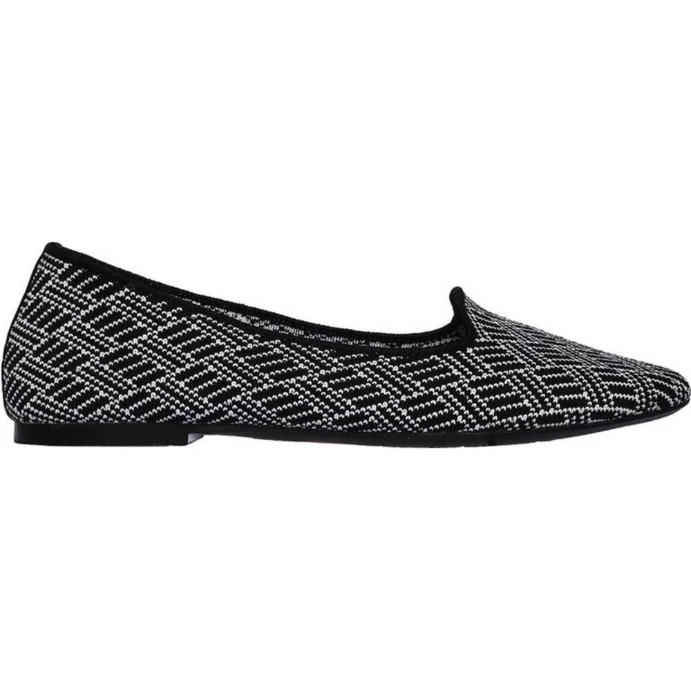 SKECHERS CLEO HUNTINGTON KNIT SLIP ON FLATS BLACK WHITE AIR-COOLED  SIZE 8.5 - Picture 3 of 8